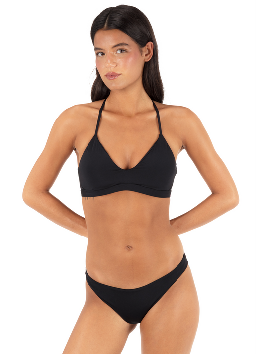 Solid Adjustable Bikini Top in Black