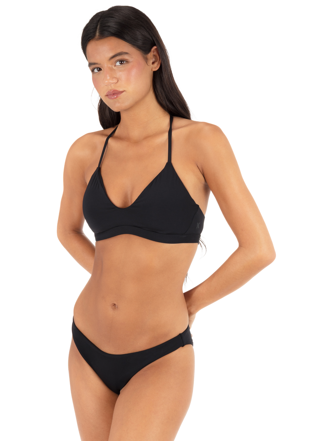 Solid Adjustable Bikini Top in Black