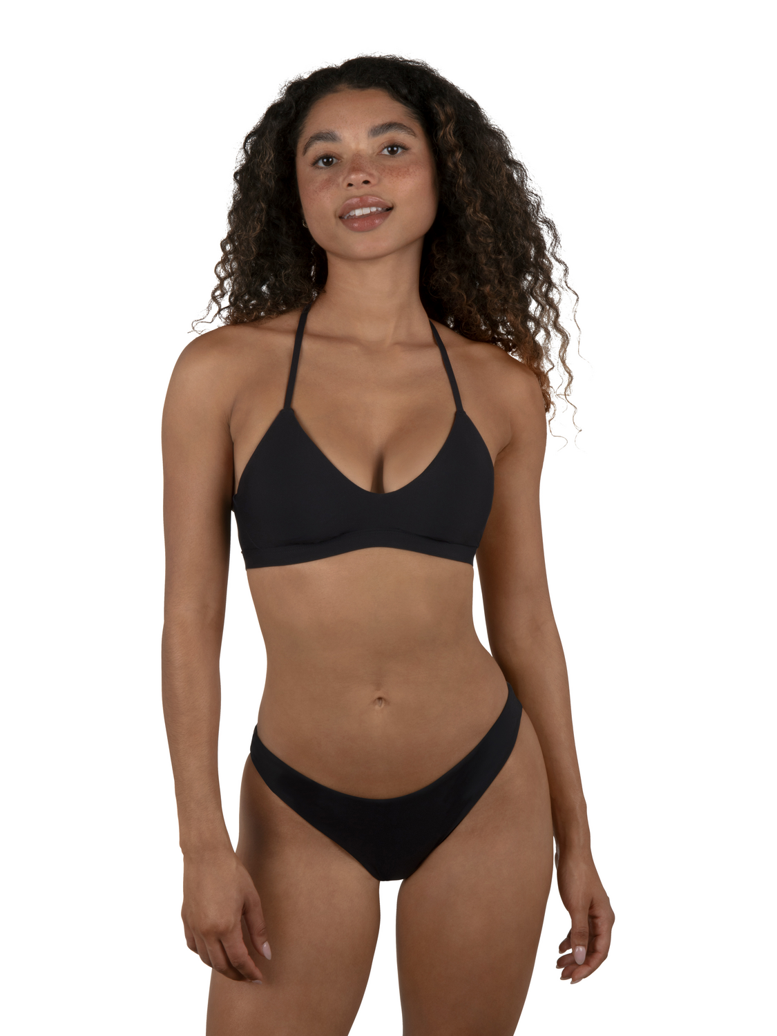 Solid Adjustable Bikini Top in Black