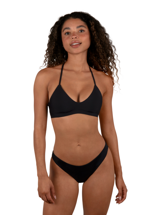Solid Adjustable Bikini Top in Black