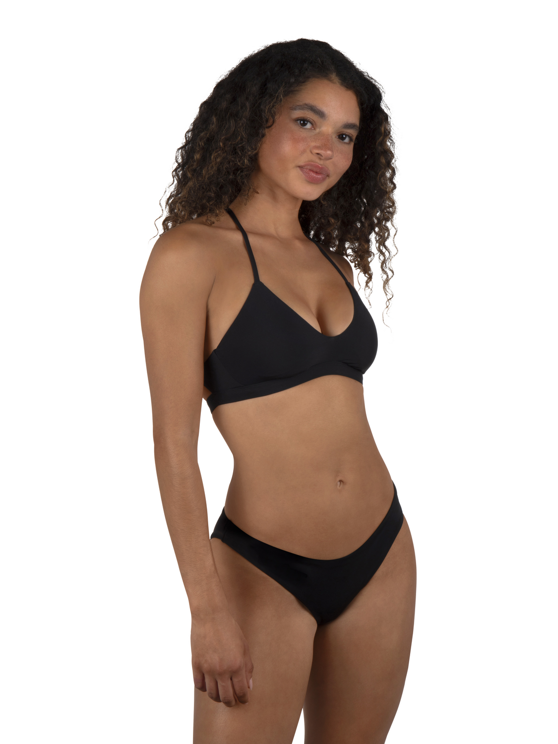 Solid Adjustable Bikini Top in Black