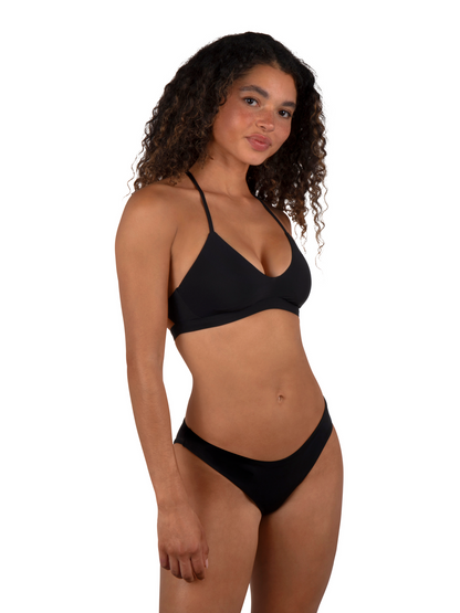 Solid Adjustable Bikini Top in Black