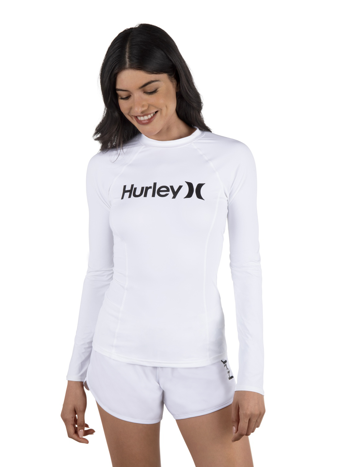 One & Only Solid Mock Neck Long Sleeve Rashguard in White