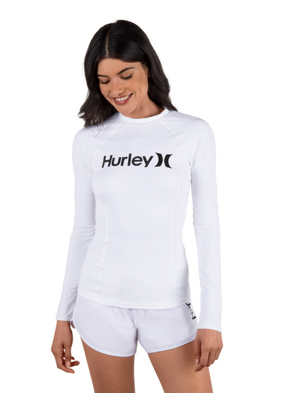 One & Only Solid Mock Neck Long Sleeve Rashguard in White