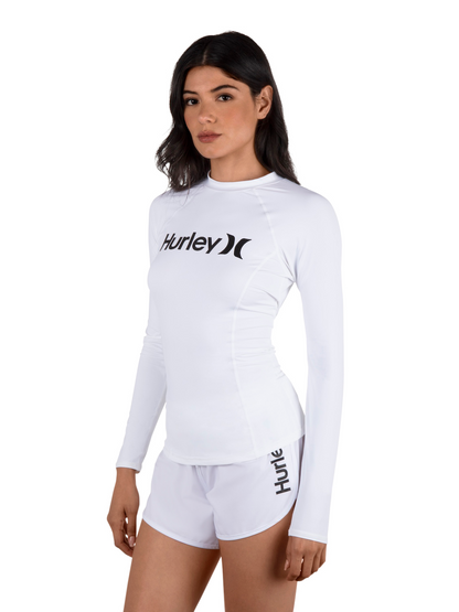 One & Only Solid Mock Neck Long Sleeve Rashguard in White