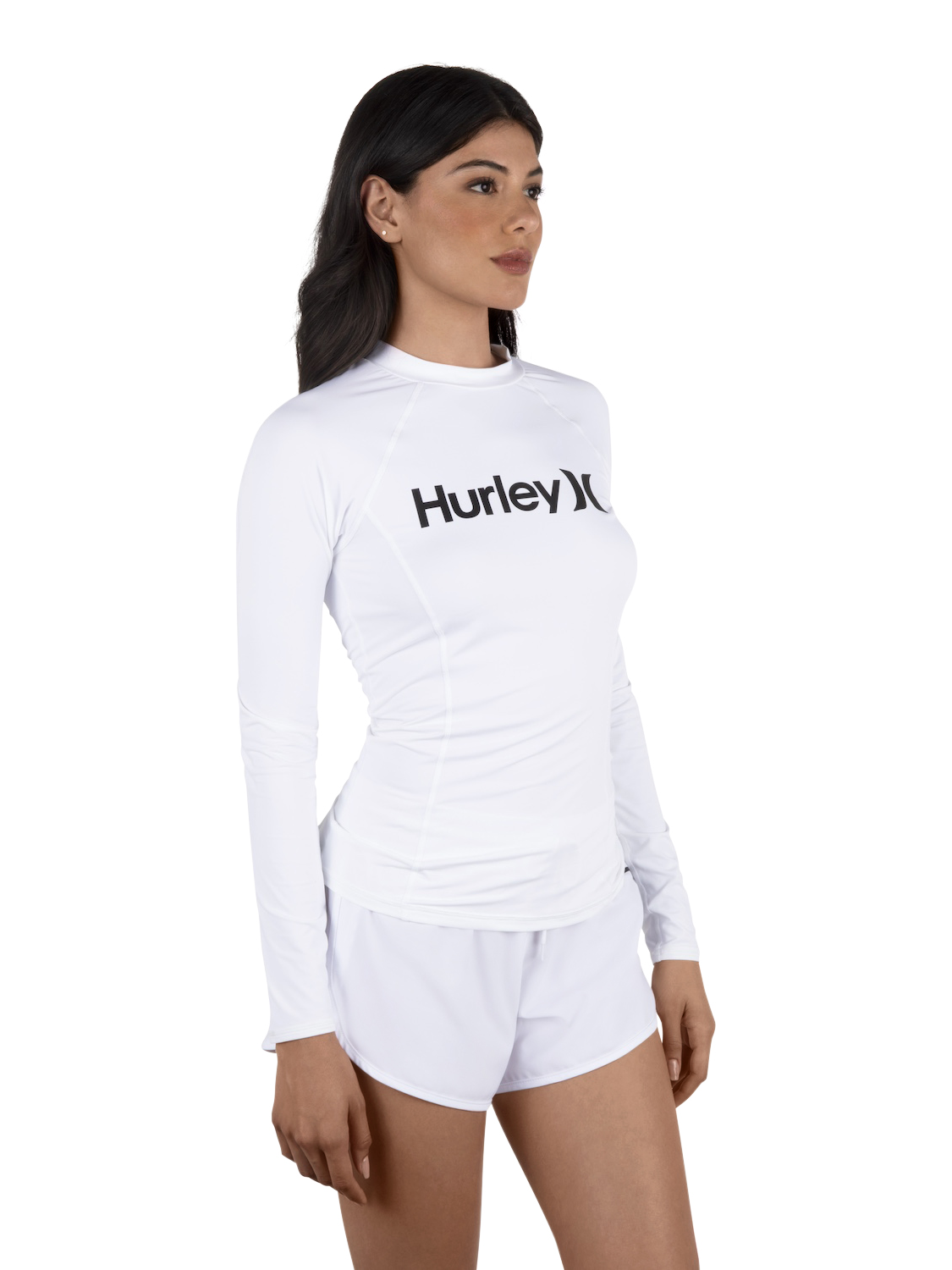 One & Only Solid Mock Neck Long Sleeve Rashguard in White