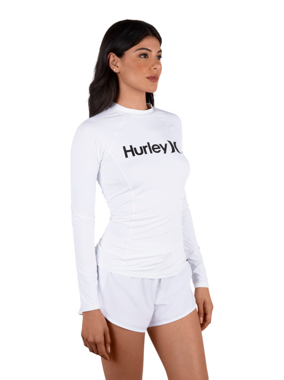 One & Only Solid Mock Neck Long Sleeve Rashguard in White