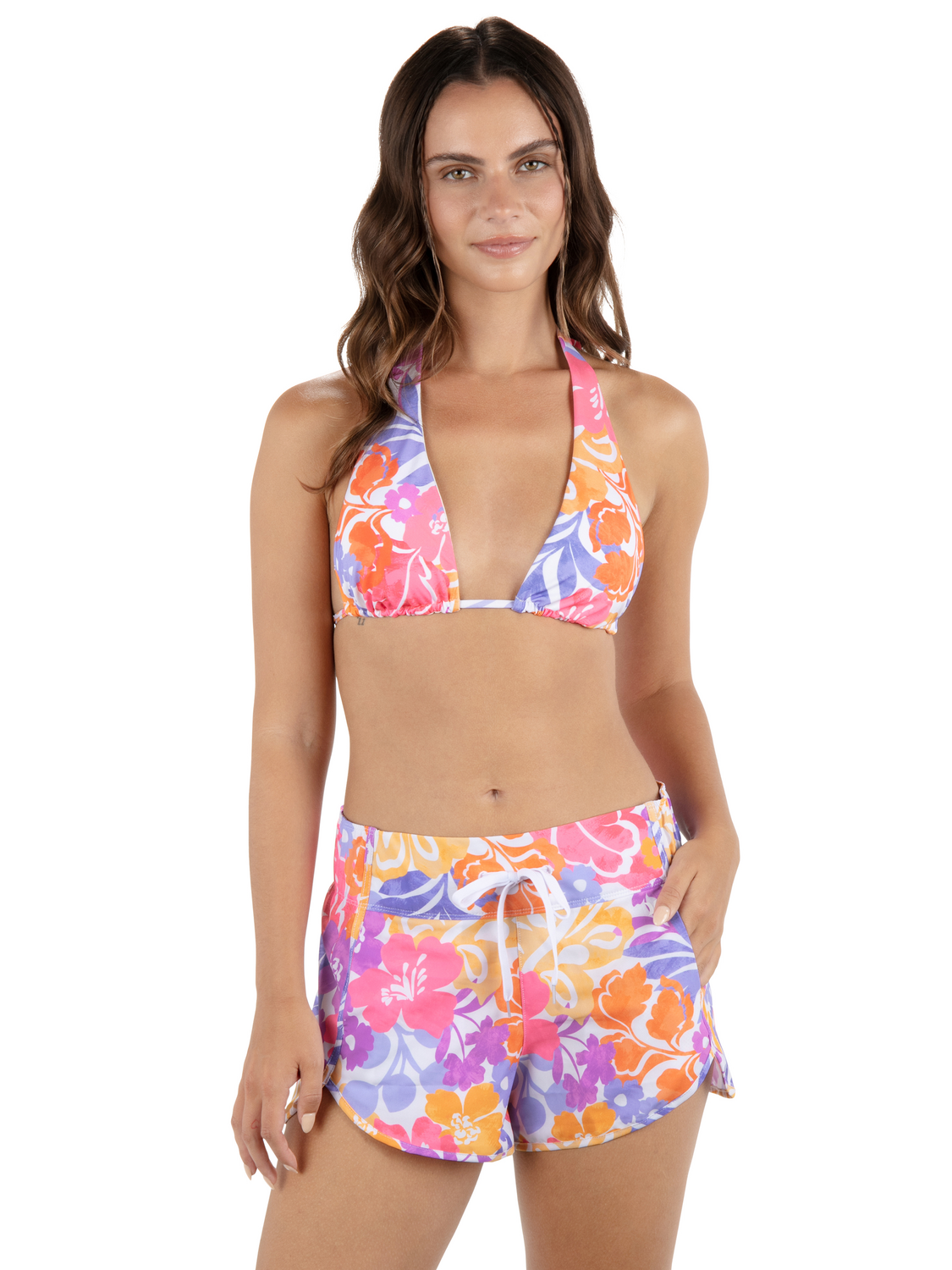 Island Floral Aquas 2.5" Boardshort in Coconut