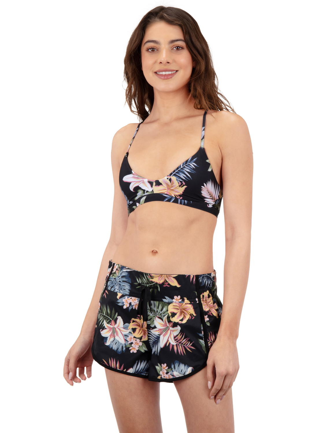 Lily Lux Aquas 2.5" Boardshort in Black Floral