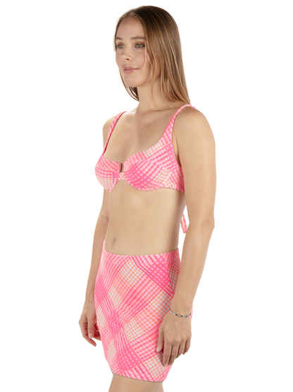 Ombre Plaid Mini Skirt in Coral Blossom