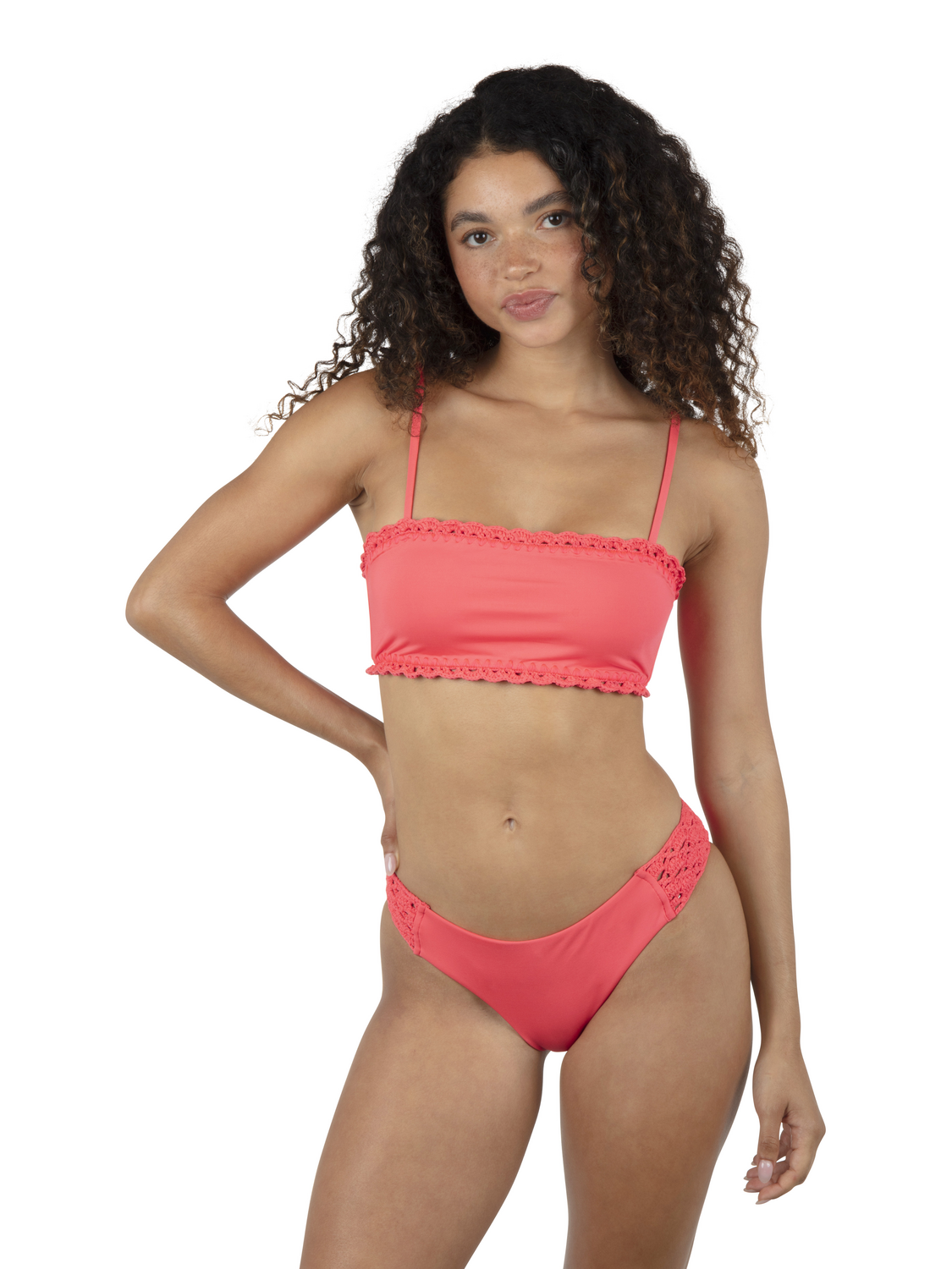 Macrame Bandeau Bikini Top in Poppy