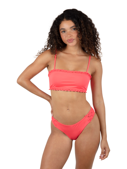 Macrame Bandeau Bikini Top in Poppy