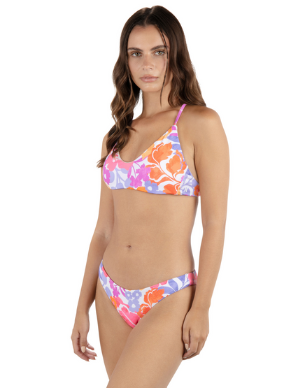 Island Floral Crossback Bikini Top in Coconut