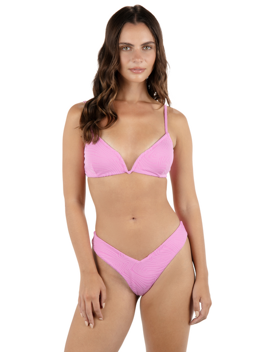 New Wave Jacquard V Bralette Bikini Top in Aster