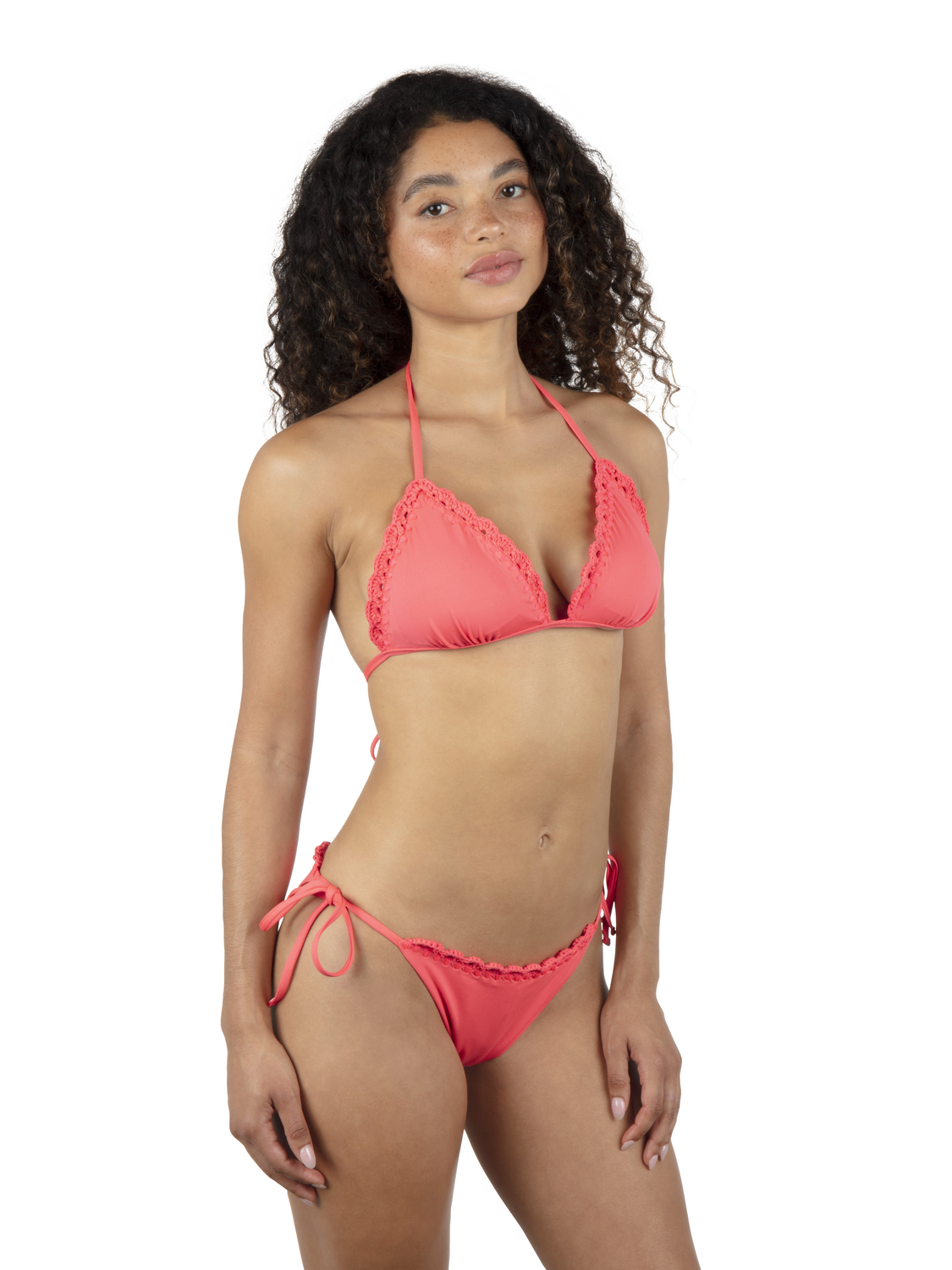 Macrame Cheeky Side Tie Bikini Bottom in Poppy
