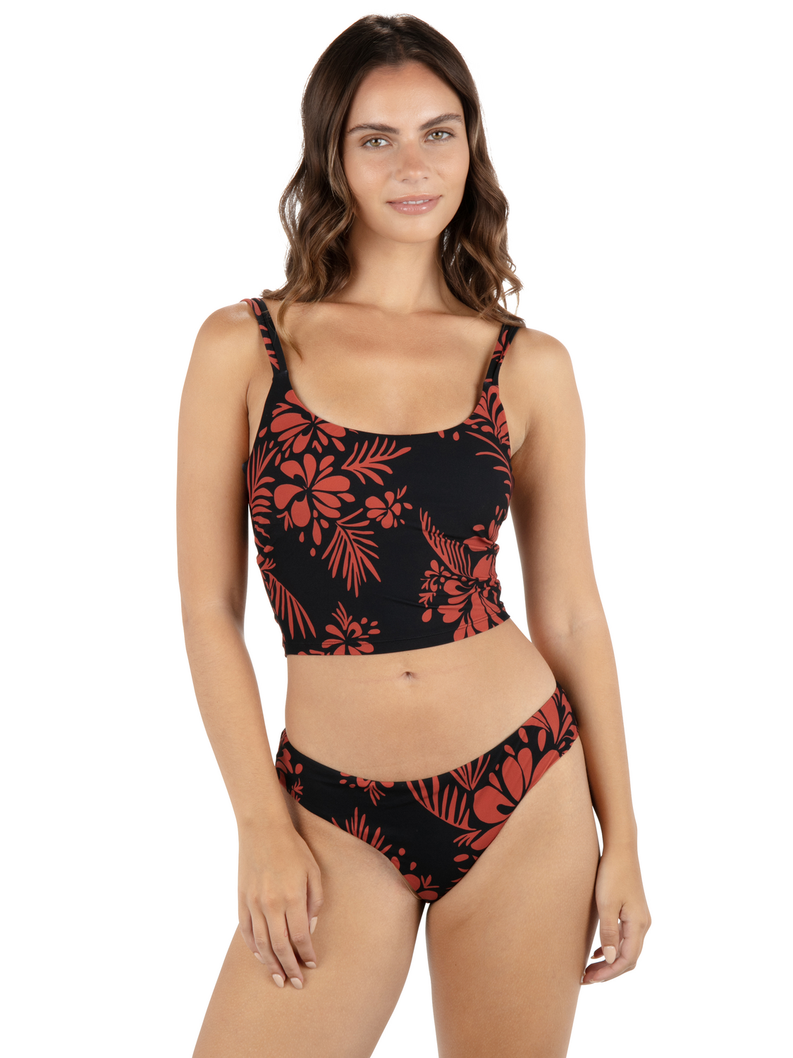 Hidden Tropical Tankini Top in Black