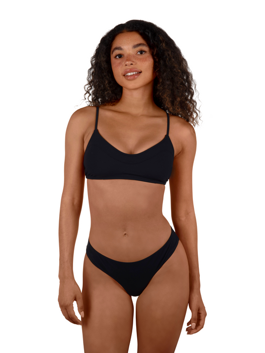 Max Solid Bralette Bikini Top in Black