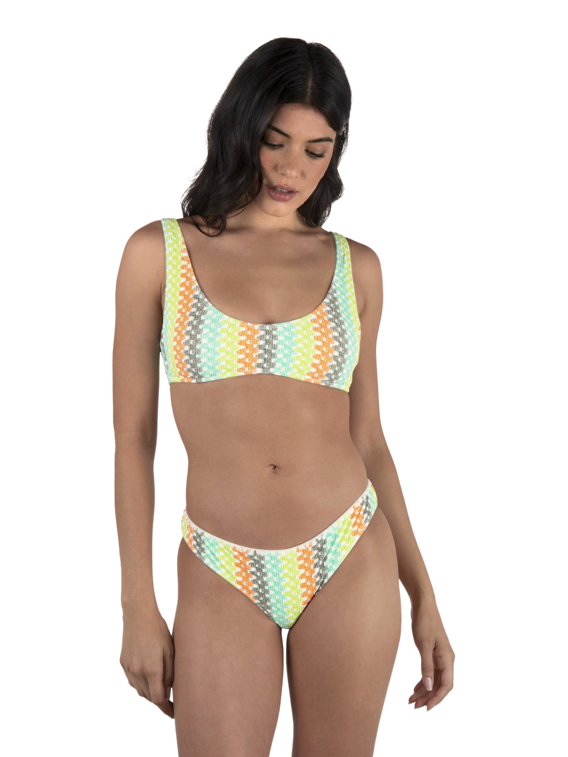 Stripe Crochet Scrunch Moderate Bottom in Sour Apple