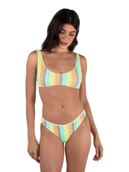 Stripe Crochet Scrunch Moderate Bottom in Sour Apple