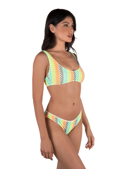 Stripe Crochet Scrunch Moderate Bottom in Sour Apple