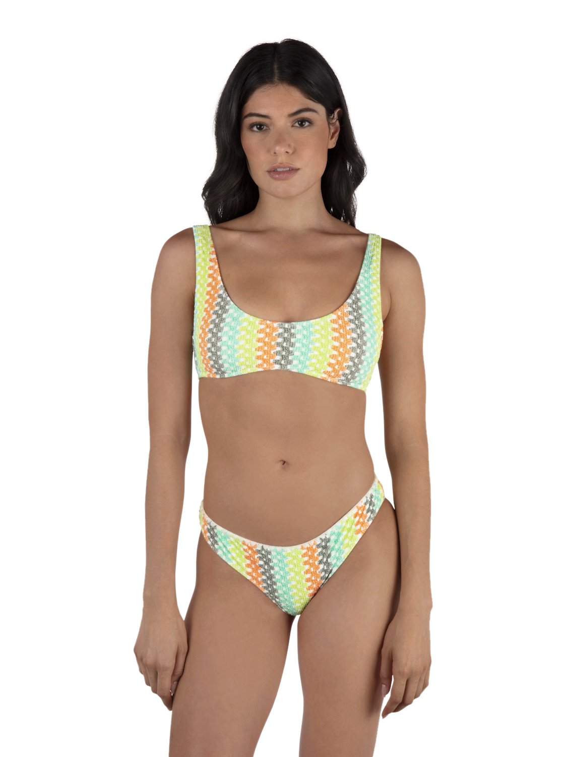 Stripe Crochet Scrunch Bralette in Sour Apple