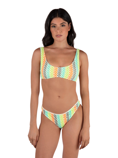 Stripe Crochet Scrunch Bralette in Sour Apple