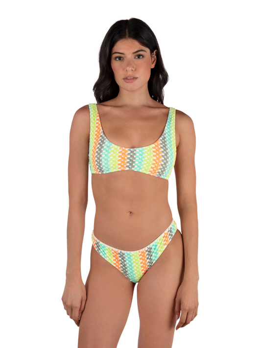 Stripe Crochet Scrunch Bralette in Sour Apple