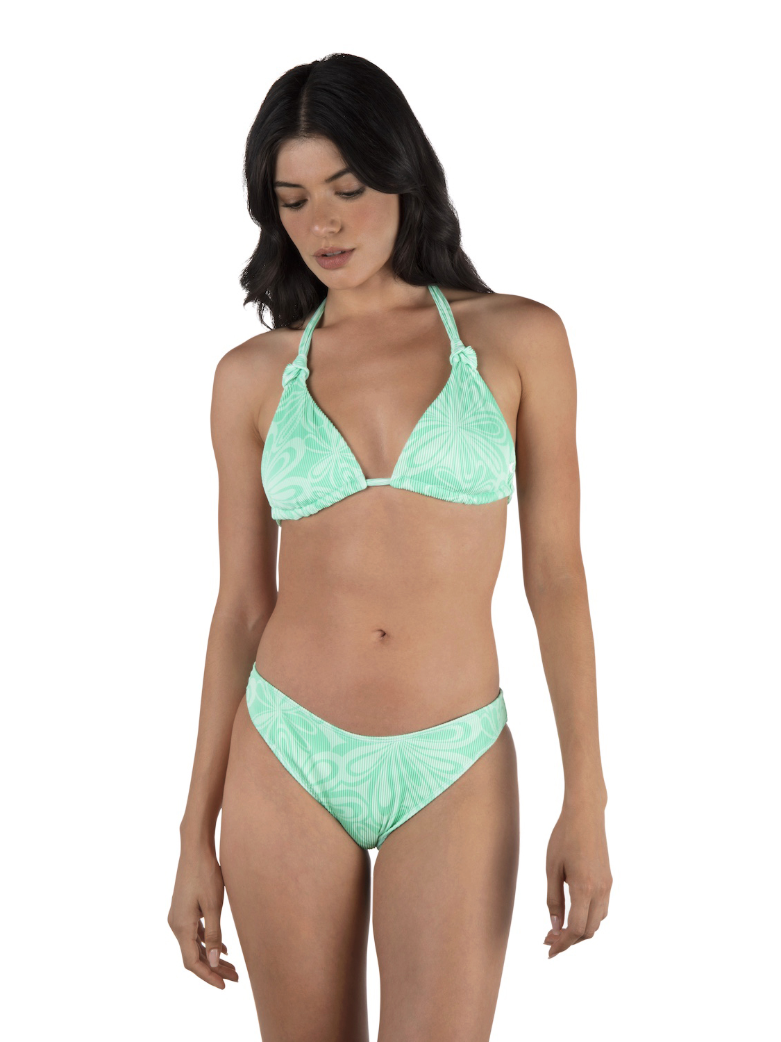 Daisy Burst Knot Triangle Top in Bright Seaspray