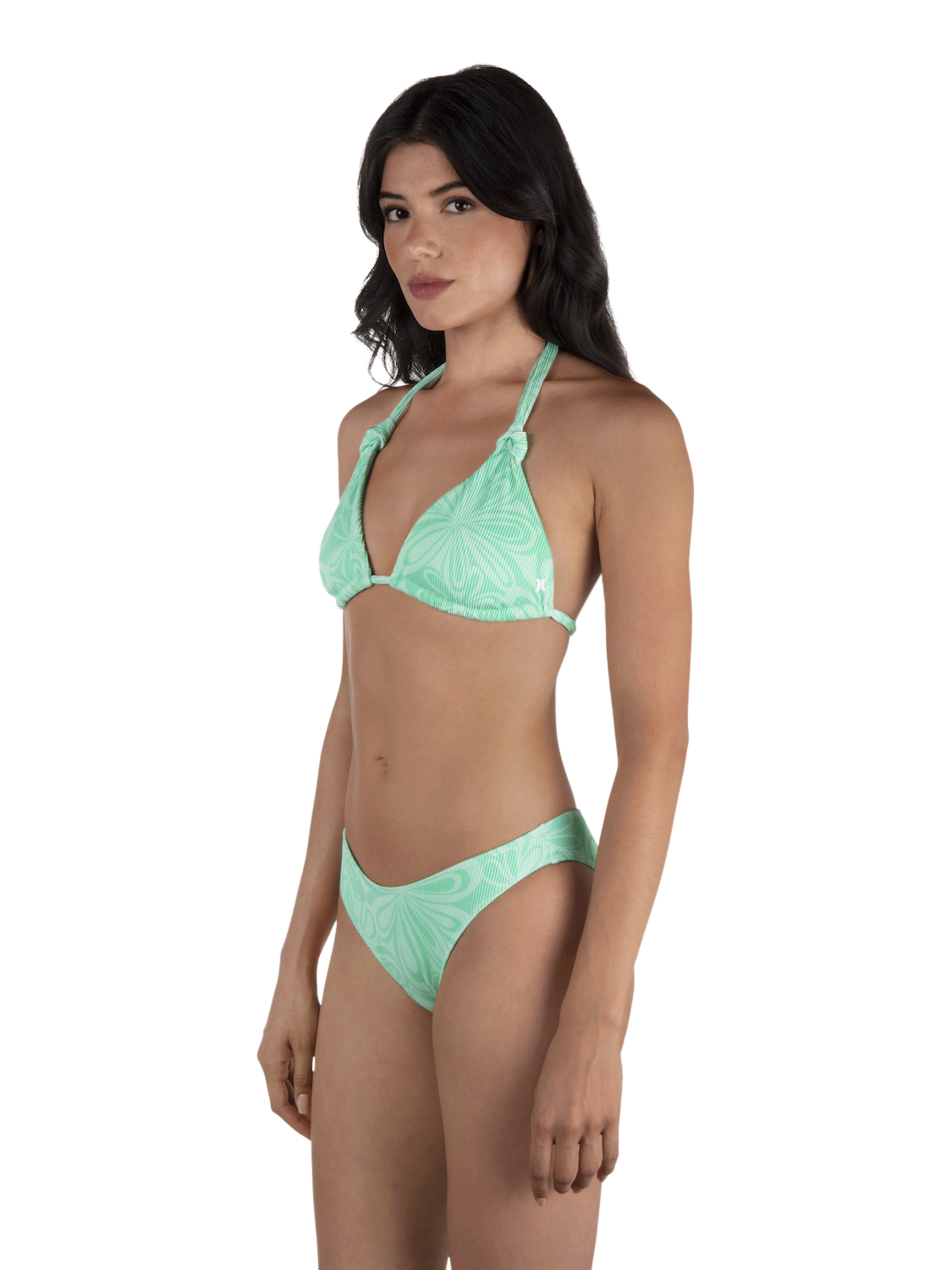 Daisy Burst Knot Triangle Top in Bright Seaspray