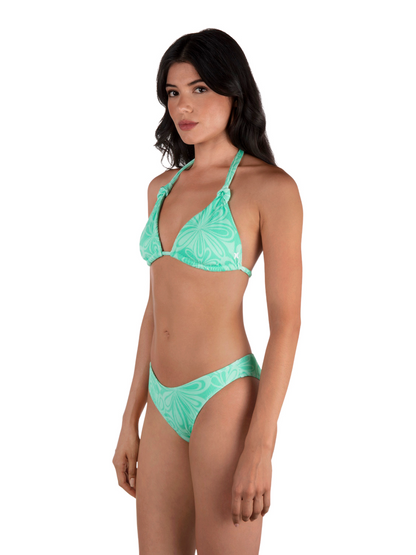 Daisy Burst Knot Triangle Top in Bright Seaspray