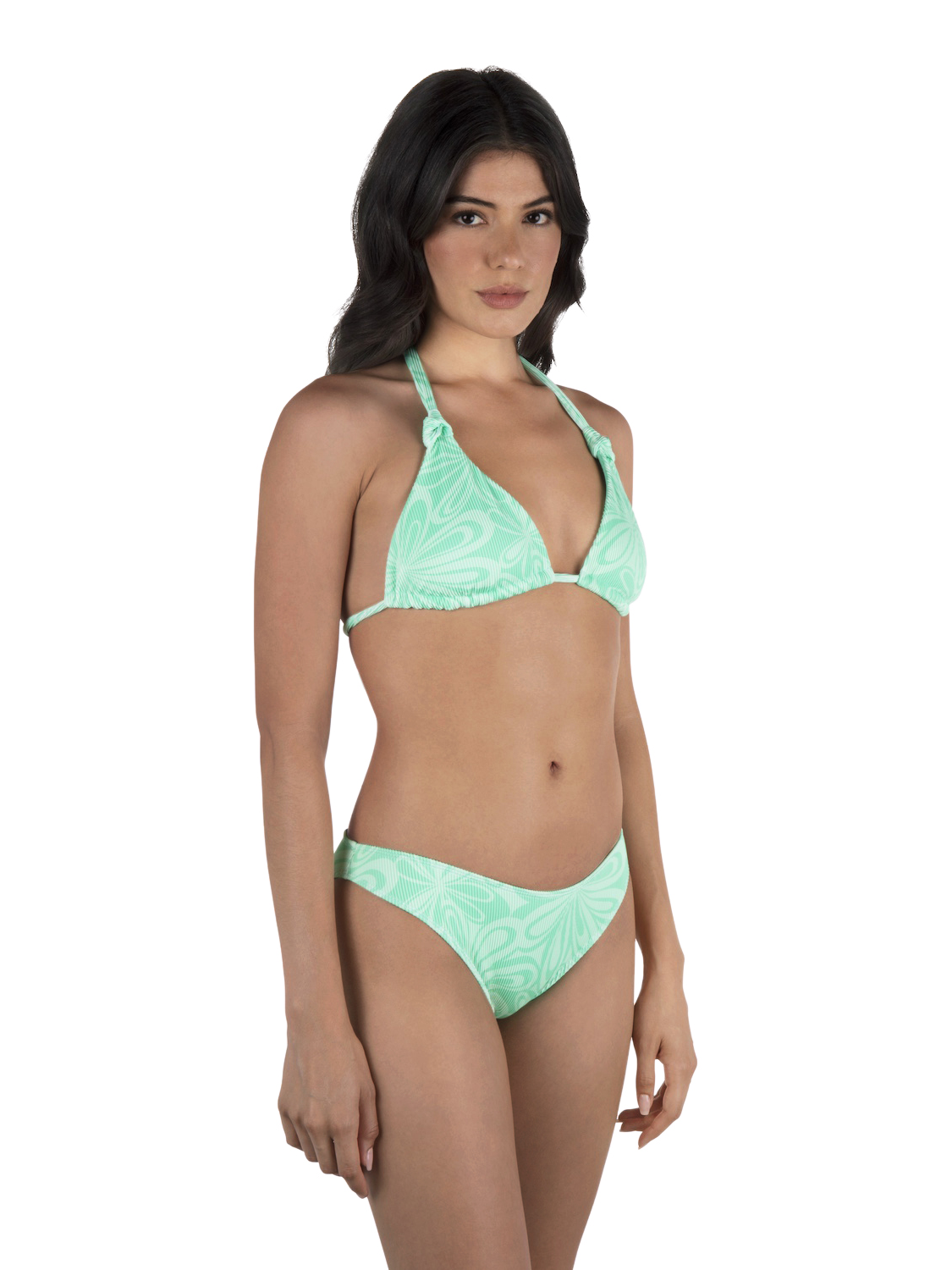 Daisy Burst Knot Triangle Top in Bright Seaspray