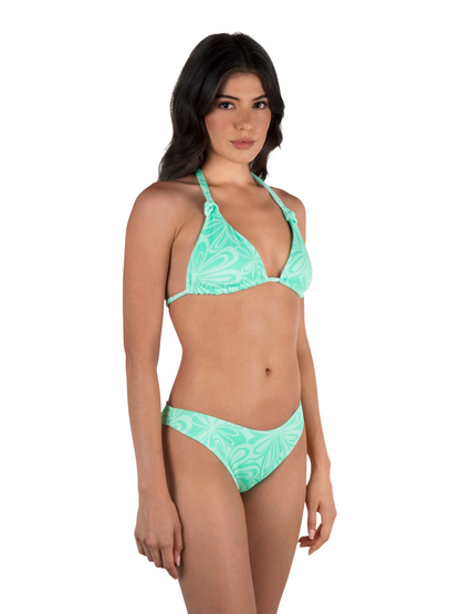Daisy Burst Knot Triangle Top in Bright Seaspray