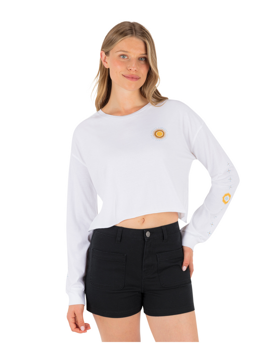 Eagles High Long Sleeve Crop Tee in WHITE