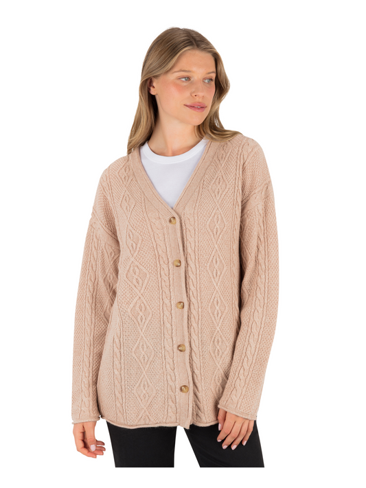 New Roads Cardigan in HEATHER OATMEAL