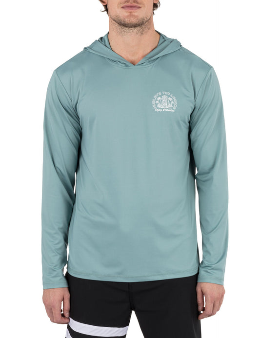 Hybrid UPF Hooded Long Sleeve in ARTILLERY