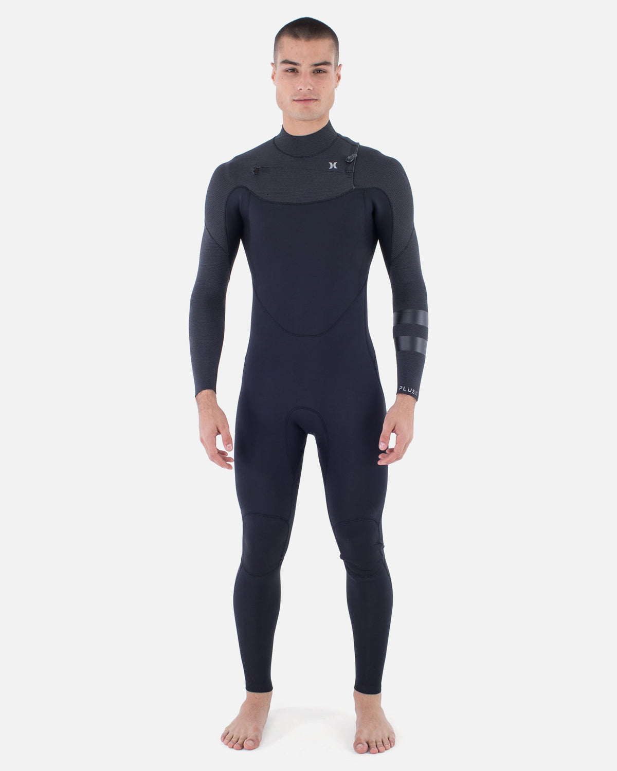 Mens Plus Sleeve Texture 4/3mm Fullsuit in Black