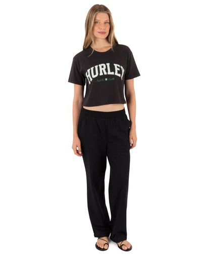 Surf Hooky Boxy Crop Tee in Off Black