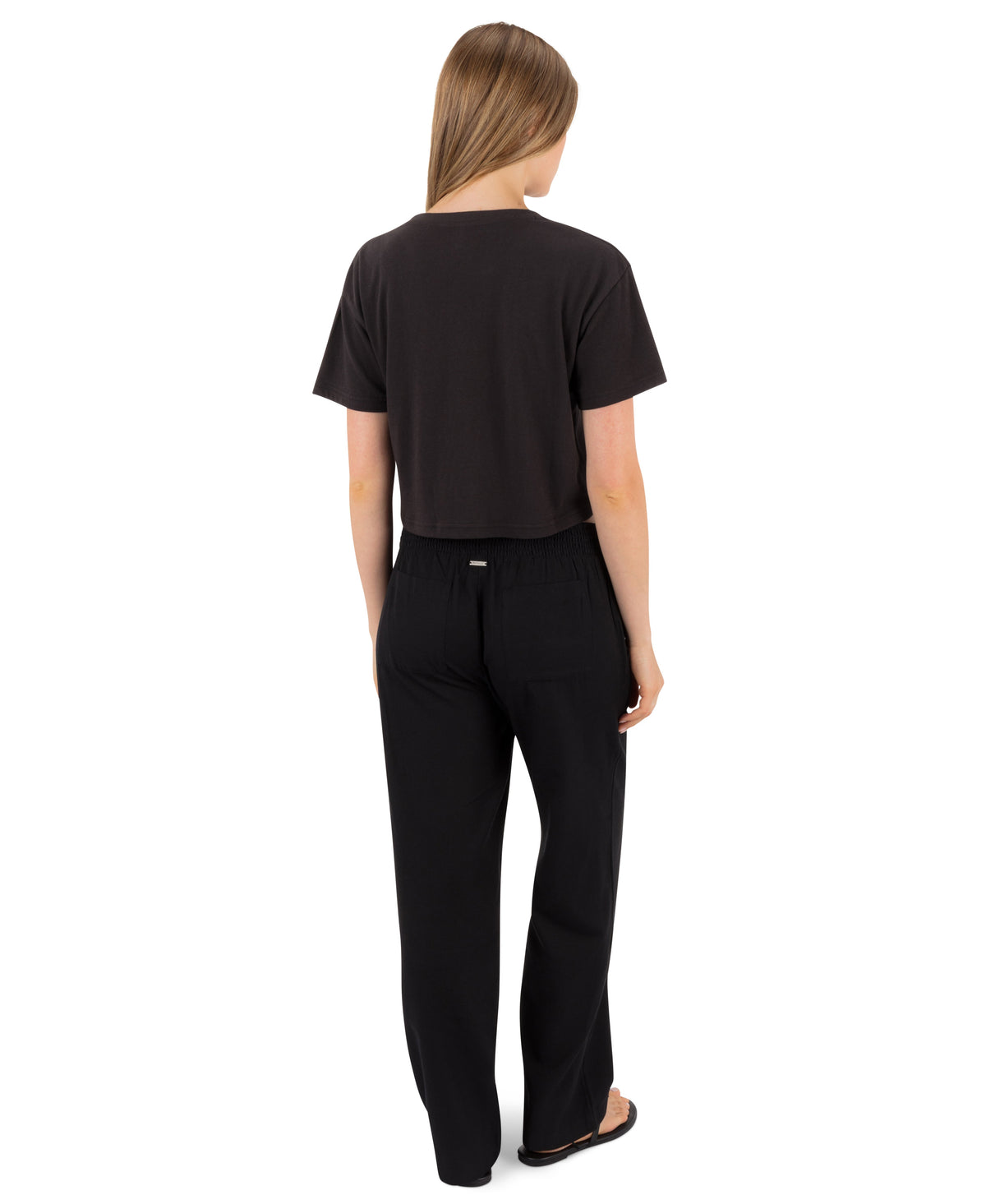 Surf Hooky Boxy Crop Tee in Off Black