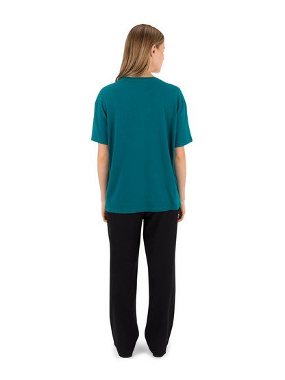 Surf Hooky Boxy Crop Tee in Deep Lake