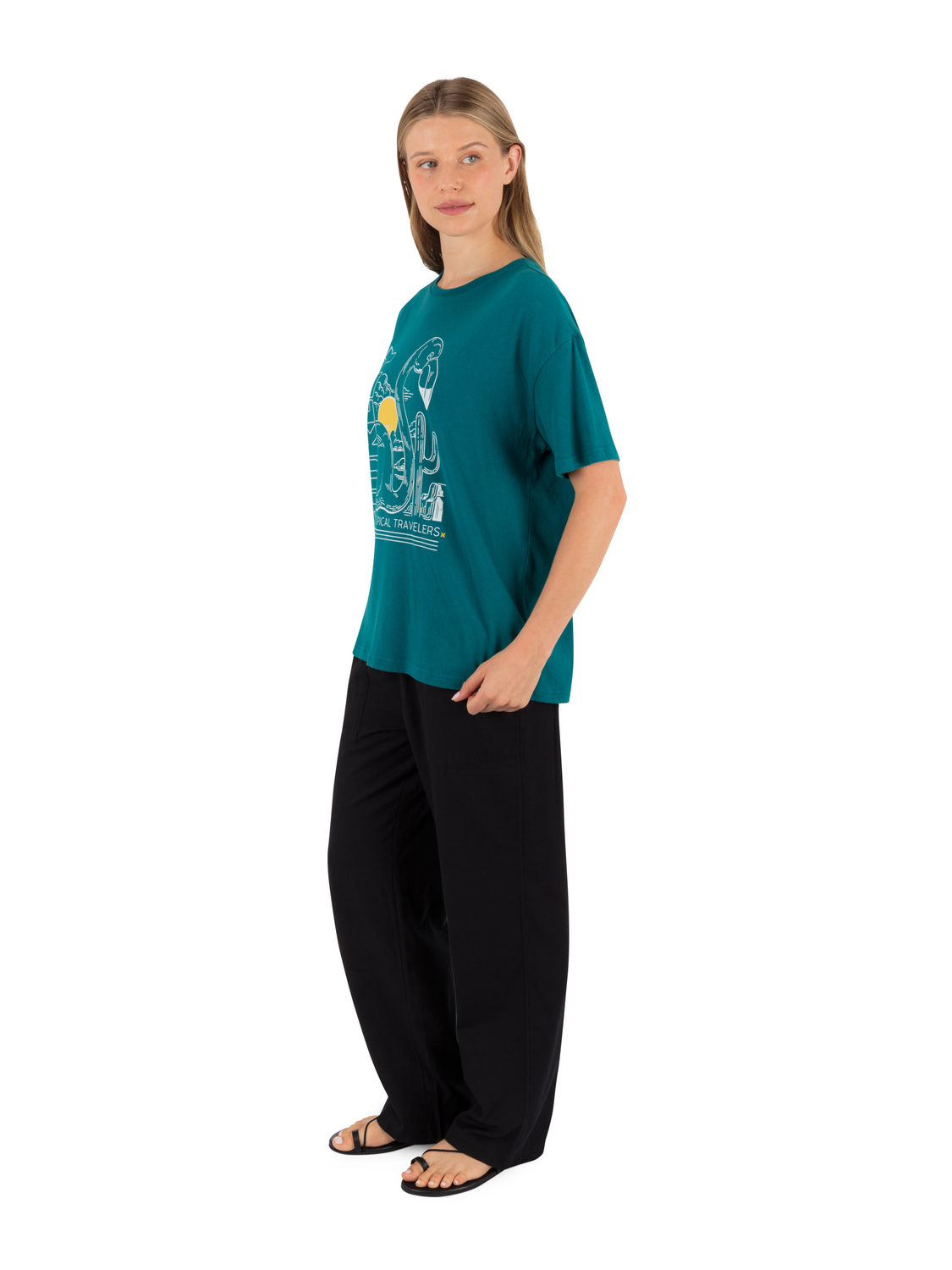 Surf Hooky Boxy Crop Tee in Deep Lake