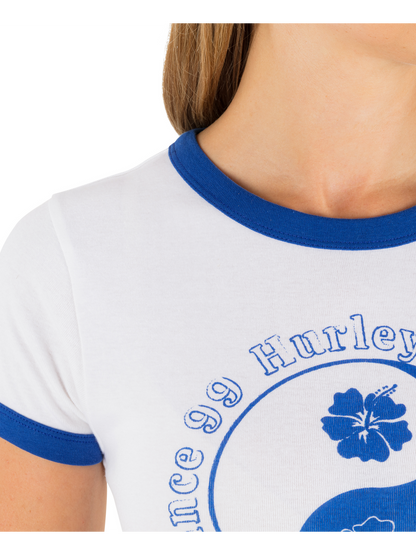 Peace Out Ringer Baby Tee in Hydro