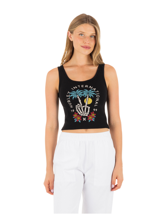 Peacebone Scoop Crop Tank in Black