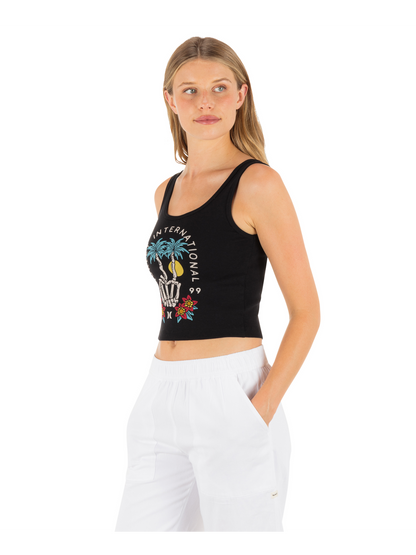 Peacebone Scoop Crop Tank in Black