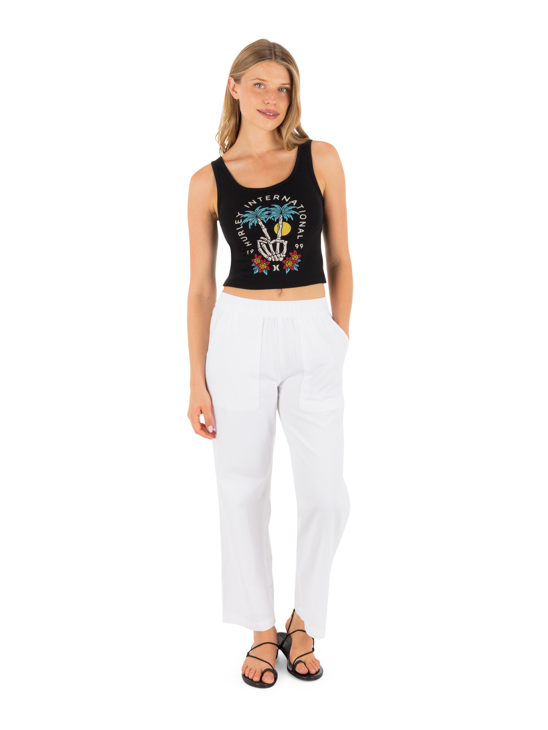 Peacebone Scoop Crop Tank in Black