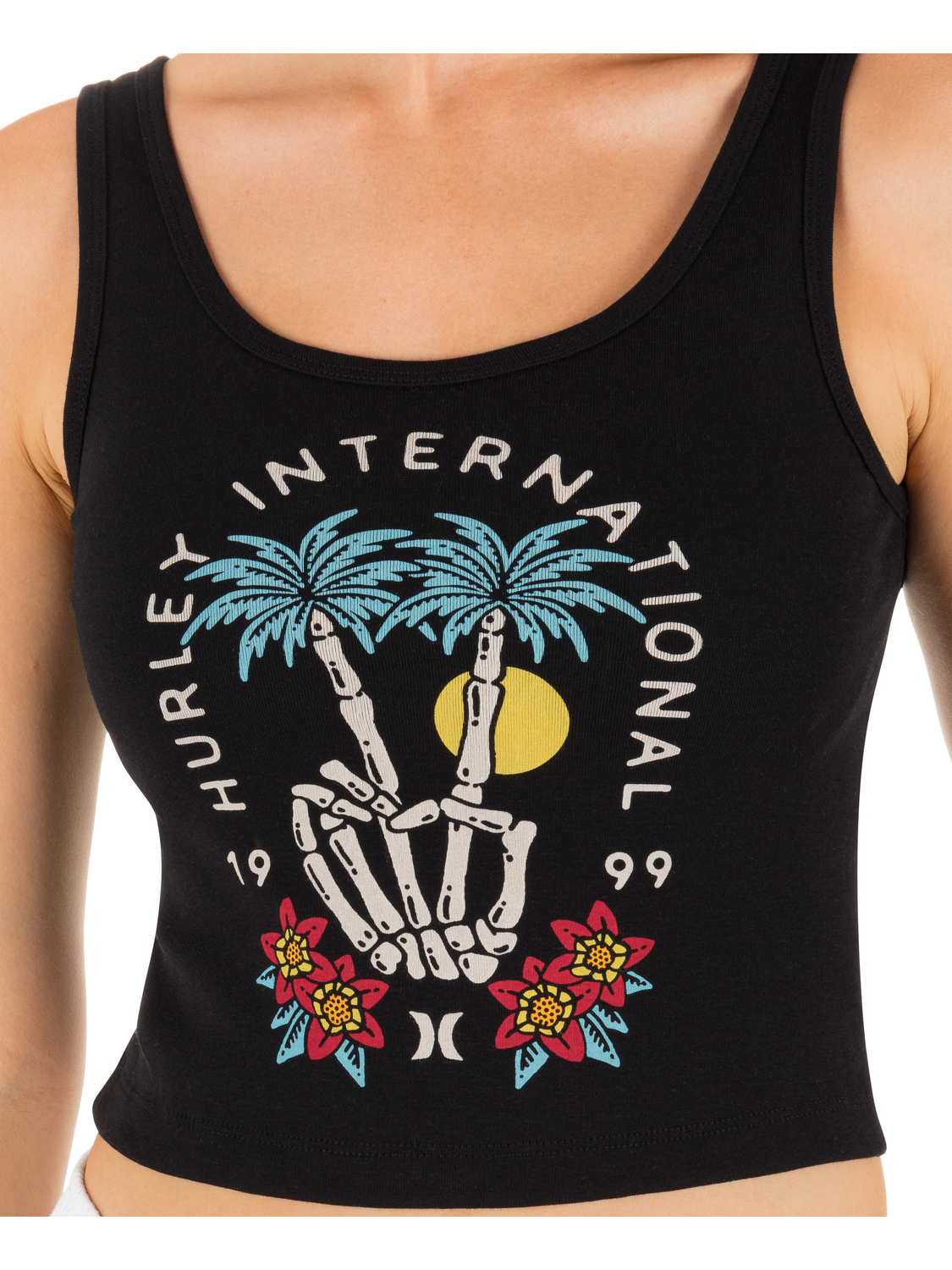 Peacebone Scoop Crop Tank in Black