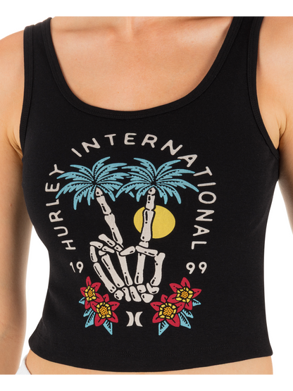 Peacebone Scoop Crop Tank in Black