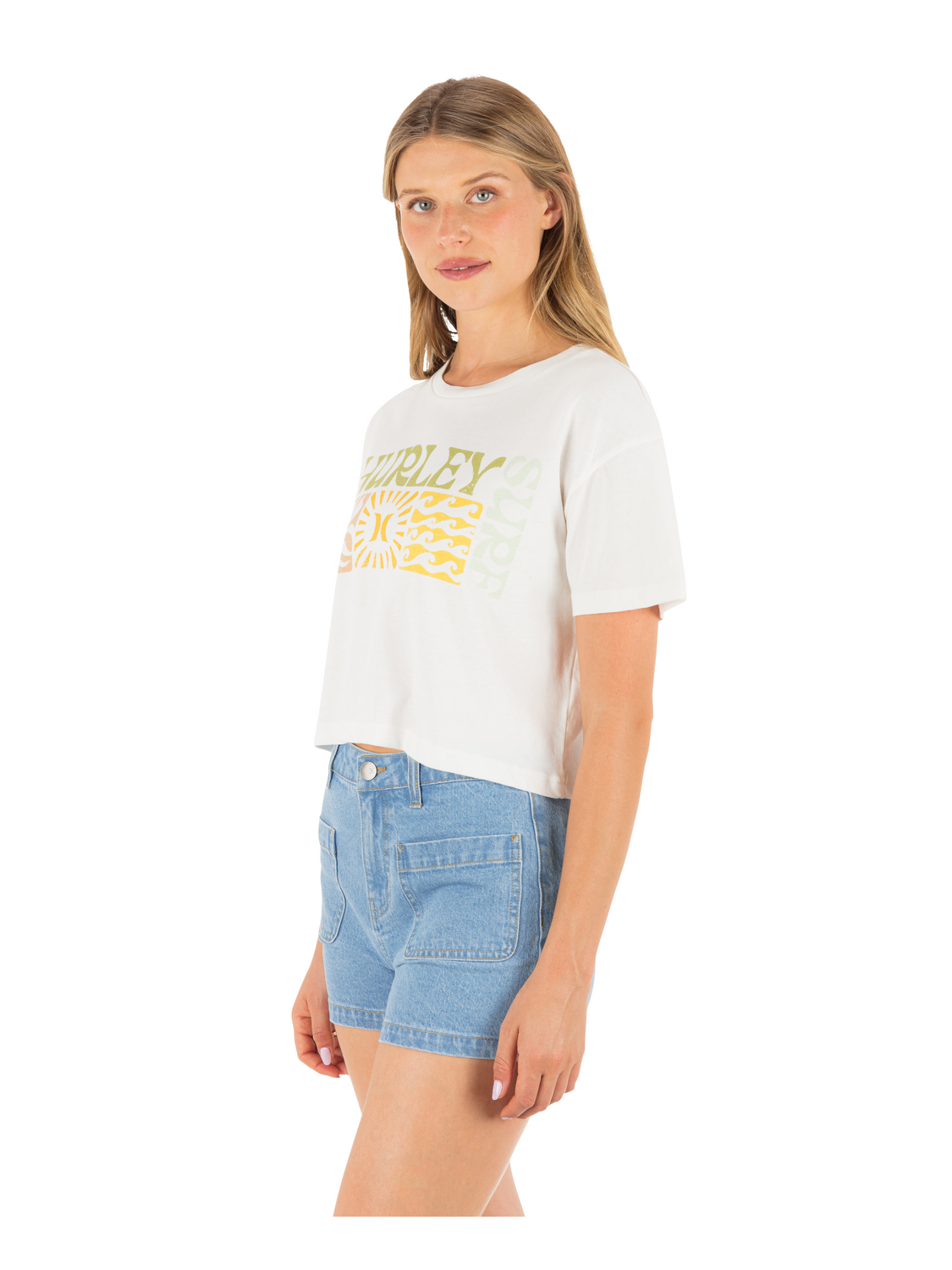 Surf Days Boxy Crop Tee in Tofu