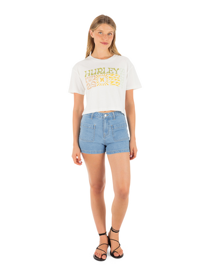Surf Days Boxy Crop Tee in Tofu