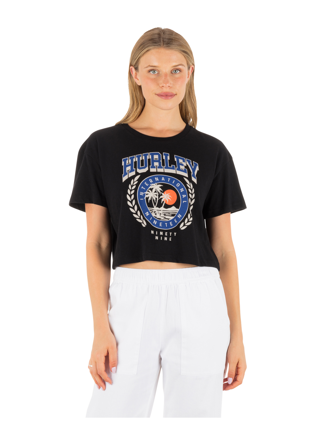 Academy Boxy Crop Tee in Black