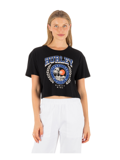 Academy Boxy Crop Tee in Black